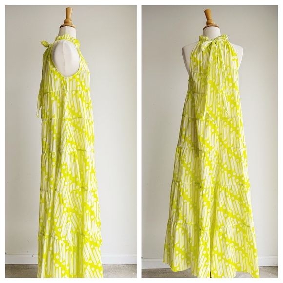 NWT RHODE Resort Julia Chartreuse Batik Maxi Dress | Size S - Picture 8 of 12